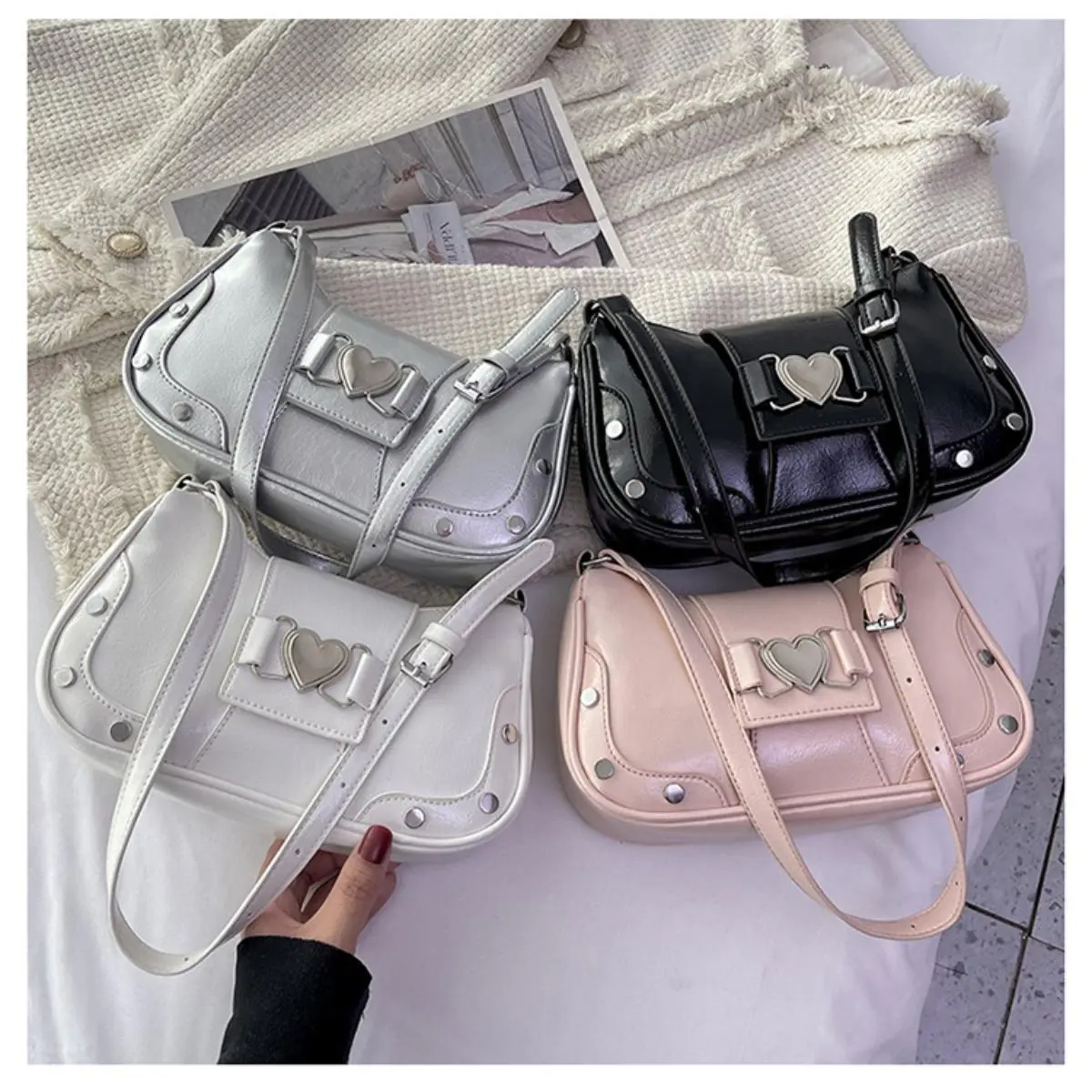 Women's Korean Chic Minimalist Leather Crossbody Shoulder Fashion Bag - Everyday Purse for Daily Outfits, Travel, Leather Crossbody Bags, Casual Crossbody