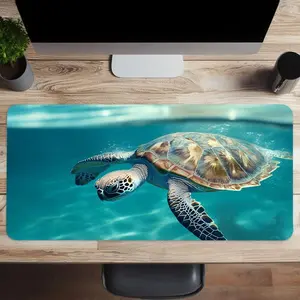 3D Sea Turtle Pattern Mouse Pad, Rectangle Gaming Mousepad with Non-Slip Rubber Base, Office Decorative Mouse Mat For Home Office Desk