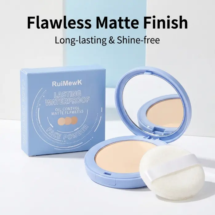 Oil Control Face Pressed Powder,Matte Smooth Flawless Setting Powder Makeup Waterproof Long Lasting Finishing Powder, Lightweight Face Cosmetics