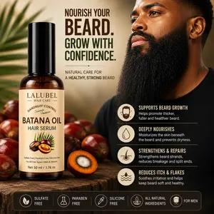 LALUBEL Batana Oil Hair Serum for Men & Women – Nourishing Hair & Beard Oil, Supports Fuller Looking Beard, Moisturizes Dry Scalp & Hair, Sulfate Free Formula, 1.76 oz essential Anti-Grey