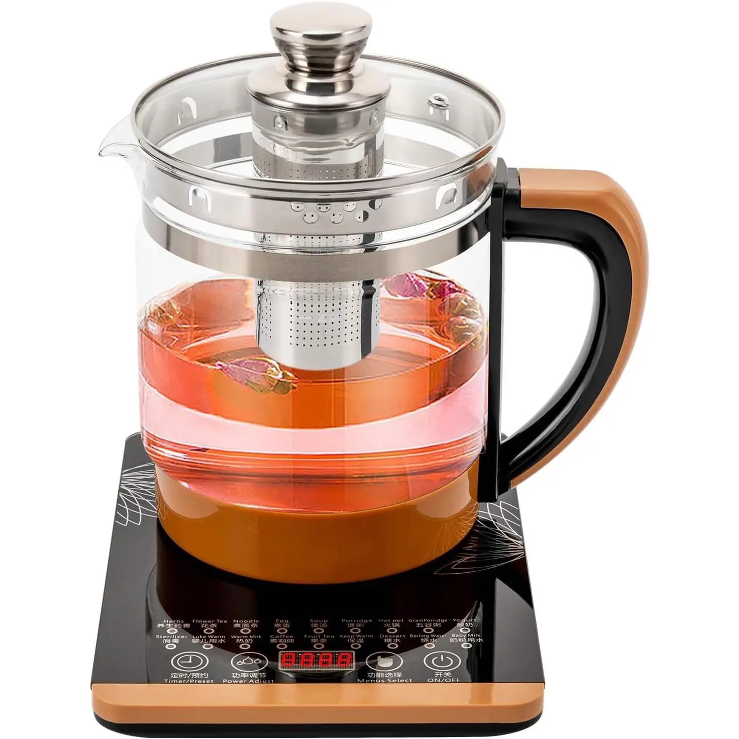 ‌Multifunctional Electric 1.8L Kettle and Health Pot, Smart Tea Maker with Stainless Steel Interior, Auto Shut-Off & Keep Warm for Home, Office, Travel, SummerVibes