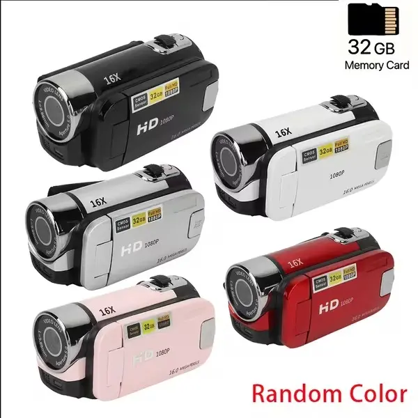 A Camera with A 270 Rotating LED Flip Screen, Equipped with A 32GB Memory Card 16x Digital Zoom Camcorder, 1080P, 2.4-inch Screen Display, New High-definition Wide-angle Camera, Portable Camcorder, Suitable for Home And Outdoor Recording, A Camera
