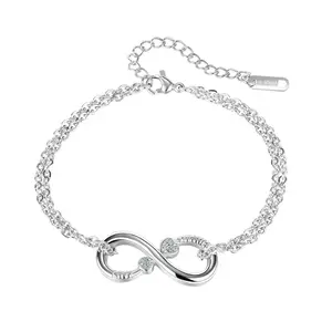 Nice design, fashionable and simple 8-shaped bracelet, stainless steel inlaid zircon jewelry birthday gift for best friend