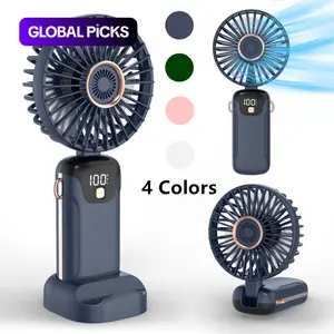 USB Rechargeable Handheld Fan, Portable Cooling Lightweight Fan with Digital Display, 90° Adjustable Handheld Fan for Outdoor Sports, Travel Fan