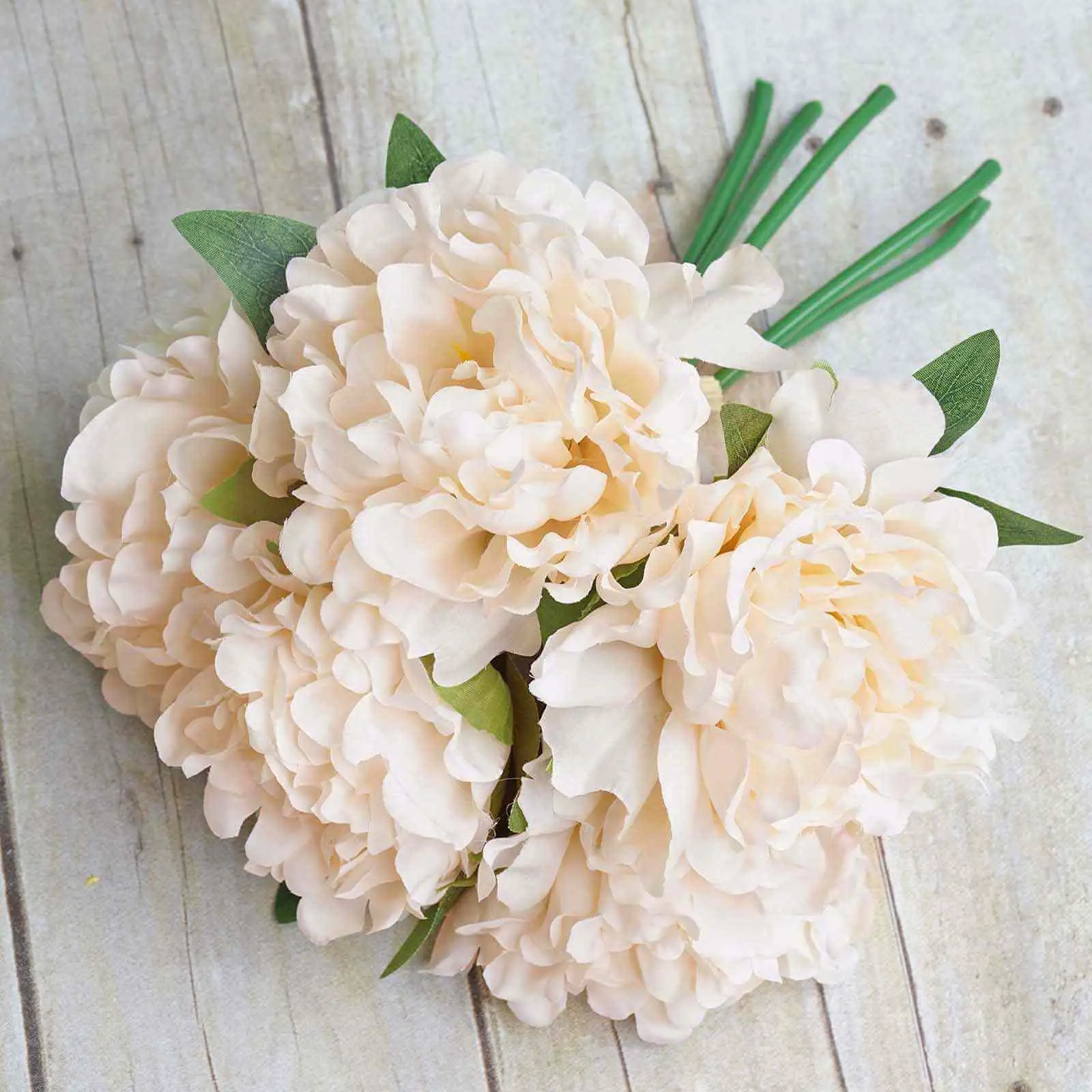 11" Blush Pink Real-Touch Artificial Silk Peony Bouquet - Bendable Full Bloom Faux Flower Bouquets for DIY Home, Office Garden Floral Decor, Artificial Peony Bouquet