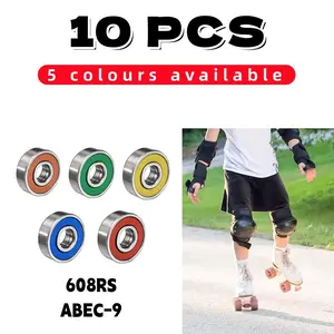 10pcs Abec-9 608 Skateboard Bearings, High Performance Carbon Steel Sealed Bearings, 8x22x7mm, 2rs Inline Roller Bearings, Durable Skateboard Wheels