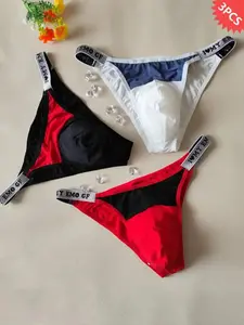ZYNE Men's Solid Color Briefs - Love Belt Design Breathable Daily Underwear