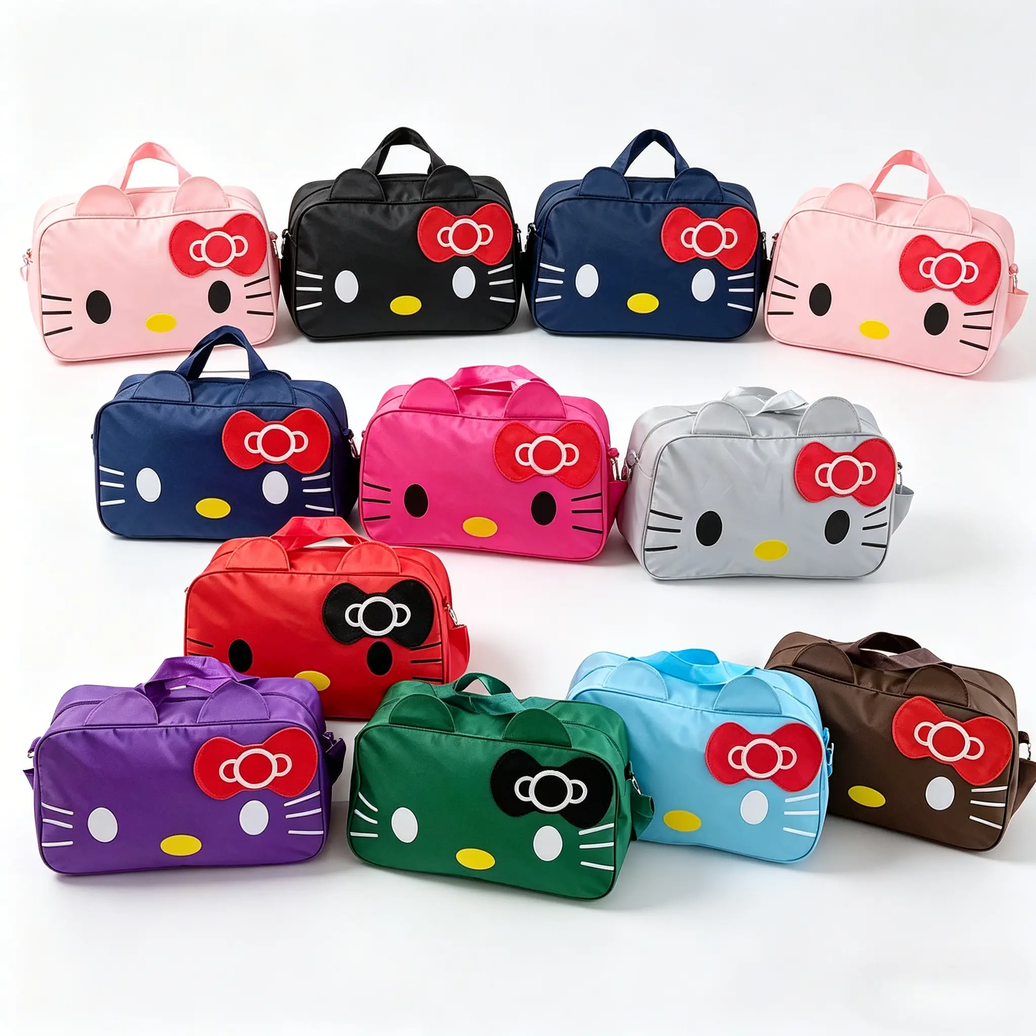 Sanrio Hello Kitty Travel Bag, Large‑Capacity Weekender Duffel Bag, Lightweight Portable Carry‑On Overnight Bag, Cartoon Handbag for Travel Gym Sports, Fan Gift for Girls Women