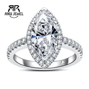 AnuJewel 3CT Marquise Cut Moissanite Engagement Ring 925 Sterling Silver D Color VVS1 Women's Ring Jewelry for Daily Wear Birthday Present Fine Jewelry Women  with Certificate