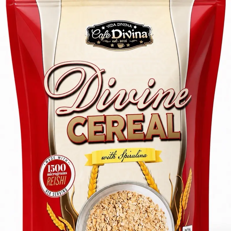 Vida Divina Spirulina & Reishi Cereal, High-Protein Breakfast Cereal, 15 Servings (450g)