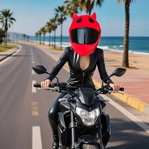 1pc Cycling Helmet Cover, Devil Cartoon Design, Monster Plush Helmet Case, Unisex Anti-Scratch Helmet Decoration, Suitable for Riding