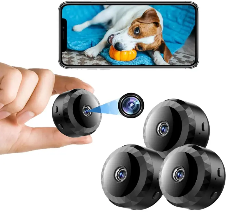 Dome Camera Pet Cam 1080P HD WiFi Wireless Indoor Home Security Surveillance Camera Mini Nanny Cam with App Control Motion Detection (Black)