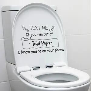 Toilet Lid Decorative Sticker (1 Piece), Letter Pattern Toilet Lid DIY Sticker, Leaf Pattern Toilet Sticker, Bathroom Decor, Bathroom Decorations