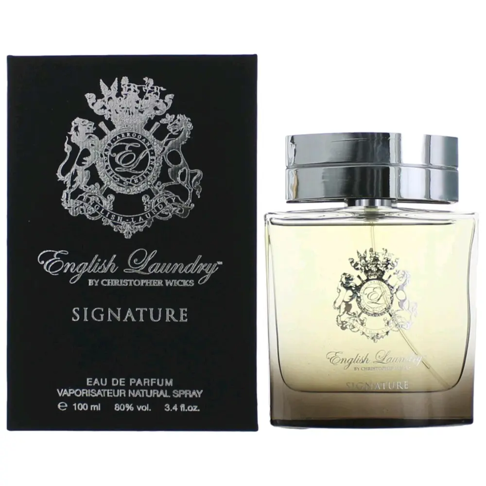 Signature by English Laundry Men's 3.4 oz EDP Spray - Oriental Woody Signature Scent, Amber Blend, Cedar Citrus, Lavender, Musk, Lemon, Masculine Aroma, 3 to 3.9 fl oz, see product packaging for full ingredient list