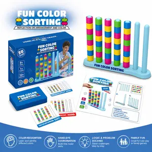Color Sorting Stacking Game for Kids, Fun Puzzle Challenge Toy, Educational Brain Training, Family Party Board Game, Focus & Logic Skill Toy Ages 8+