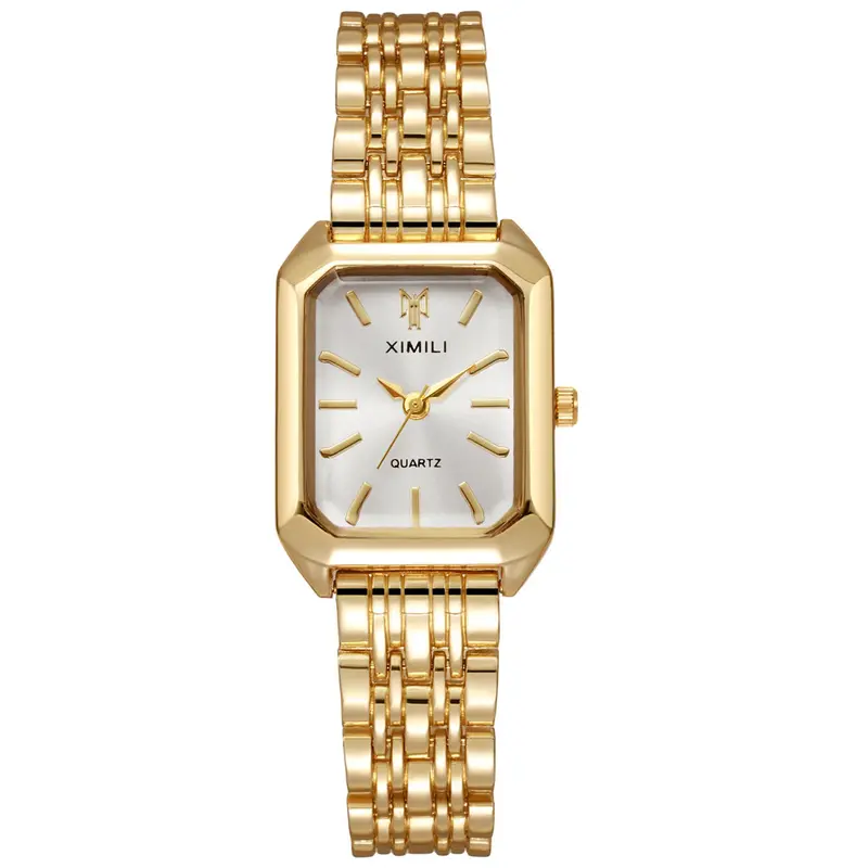 Luxury Ladies Fashion Quartz Watch Simple Scale Square Quality Gold Plated Women Watches Business,Gift with Box