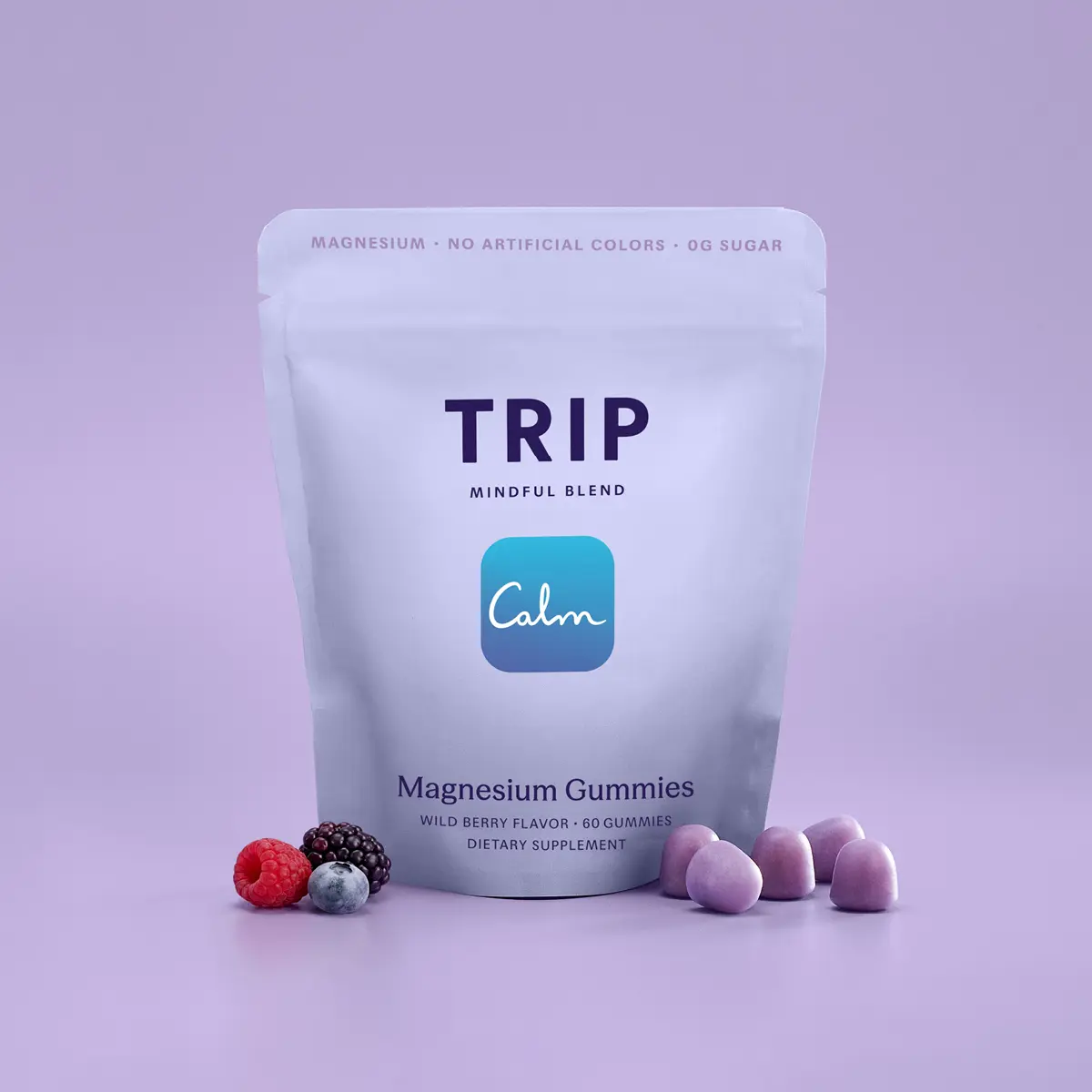 TRIP Magnesium Gummies — Wild Berry Flavor, 5400mg Magnesium Citrate, Highly Absorbable, Vegan & Sugar-Free, Calm & Relaxation Support, 30-Day Supply (60 Gummies)