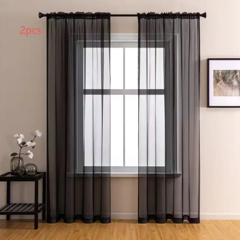 2pcs Piece Transparent Sheer Curtains, Window Curtain, Ideal for Bedroom Kitchen Bathroom, Privacy & Natural Light Filtering, Soft Drapes with Rod Pockets, Curtains and Nettings