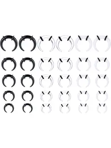 30pcs 14g-6g Acrylic Pincher Tapers, Septum Ring C Shape Buffalo Stretcher Kit, O-Rings for Nose Ear Cartilagestretching, Septum Piercing Jewelry
