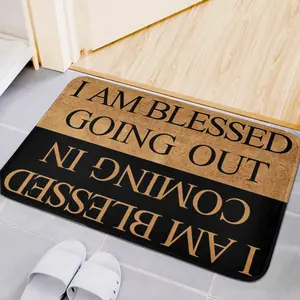 Funny Welcome Doormat - Blessed Coming & Going, | 16x24 Inch / 20x32 Inch / 24x35 Inch |  Fabric Top with Anti-Slip Rubber Back for Entrance Way Indoor Use