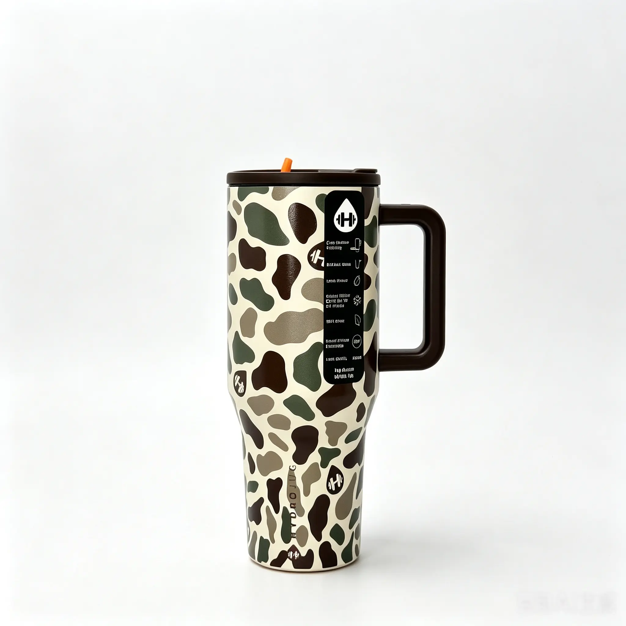 HydroJug 40oz Camo Print Stainless Steel Thermal Flask - Thermal Cup, Vacuum Tumbler, Travel Hydration Tumbler, Leak-Proof, Anti-Scalding, 24H Cold Retention, Portable Kitchen Drinkware (1000-2000ml)