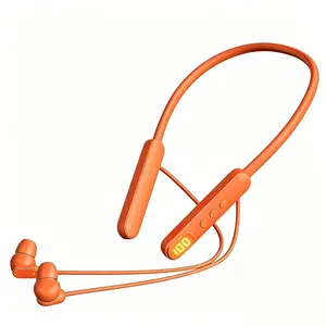 Wireless Neckband Headset, Stereo Digital Bluetooth Earbuds with LED Power Display, Durable Sweatproof Design, Stable Connection, Long Standby for Sports Running Smart Voice Assistant ENC