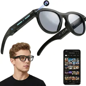 Smart AI Glasses with 8MP Lenses ,Button Touch Adjustment for Travel Outdoor Adventures Hands-Free Photography Languages Real-Time Translation and Voice Calls, Bluetooth Wireless ,Wearable Video Recording