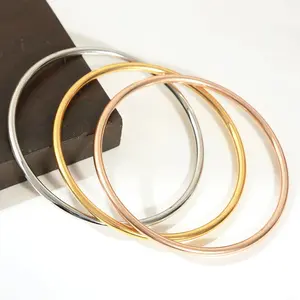 Waterproof 3pcs Bangles For Women Simple Style Gold Plated Women's Bracelets