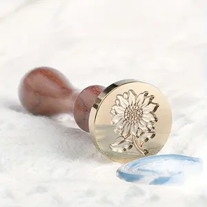 3.42in 1pc Wax Seal Stamp With Wooden Handle, Vintage Wax Sealing Stamps, Retro Wood Handle Stamp, Removable Brass Head, For Wedding Envelopes Invitations Decoration DIY Gift Packing, Diy Gift Wrapping (Wax Block Not Included)