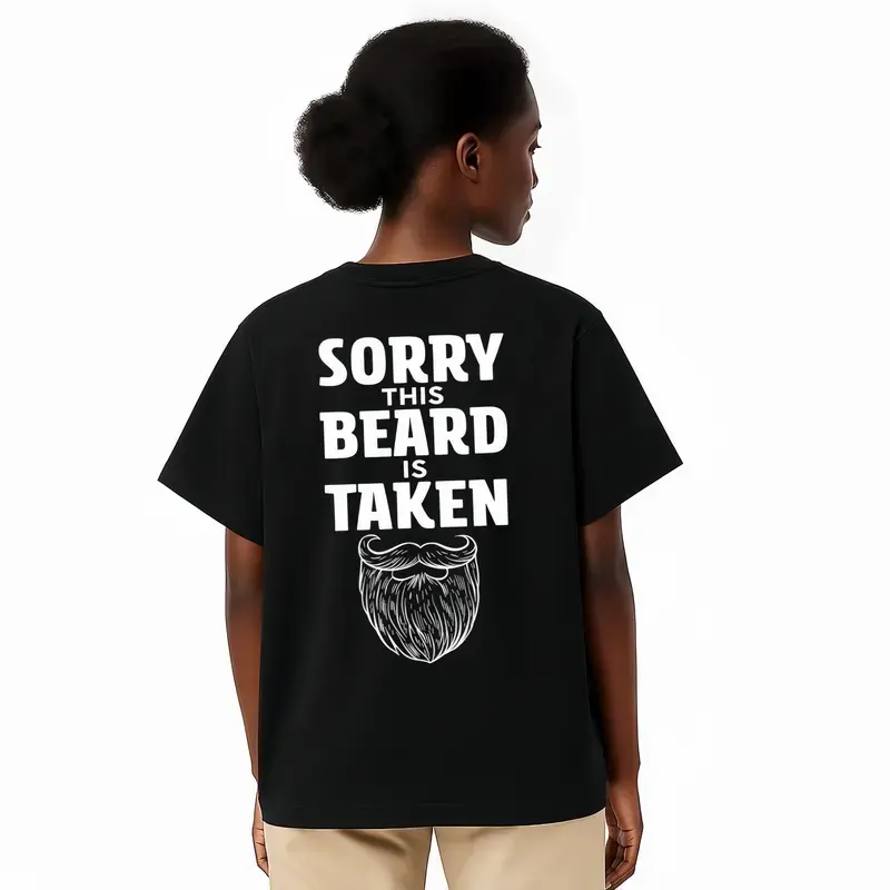 Unisex Cotton Short-Sleeve Casual Classic T-Shirt, "Sorry This Beard is Taken" Funny Quote Top, Gift for Husband/Boyfriend, Tshirt, Shortsleeve, Round Neck, Soft, Funny Finds, Fabric, Cotton Fabric, Printed Image, Menswear