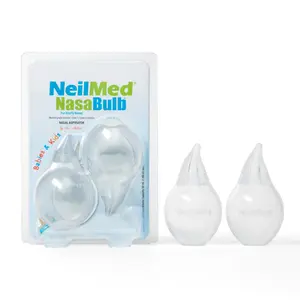 NeilMed NasaBulb for Babies & Kids - 2 Count Nasal Aspirator with Soft Silicone Tip & Clear Design - Sterilizable & BPA-Free - 50 mL Capacity - Easy to Clean & Sterilize