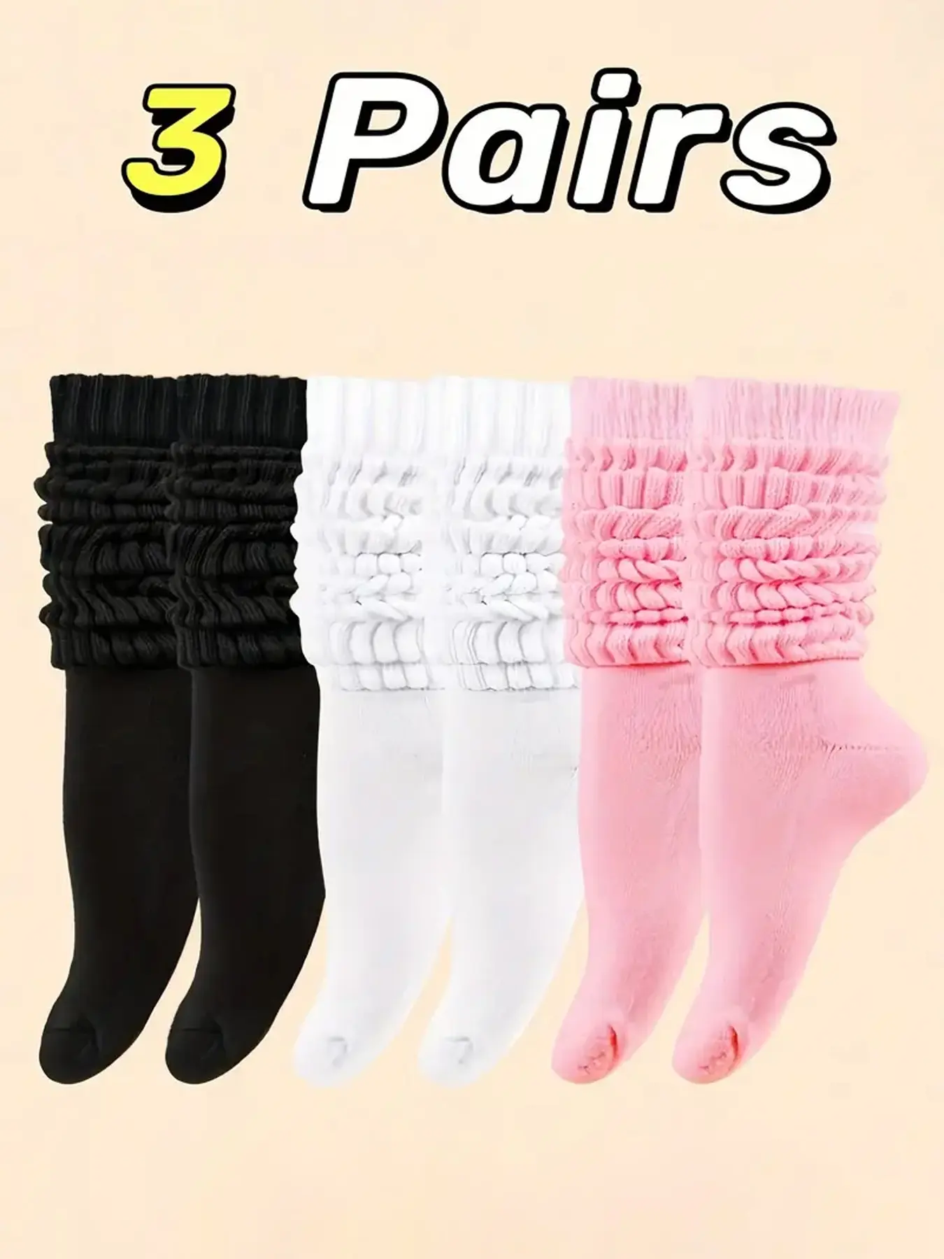 Women's Fitted Soft Thick Knit Fabric Long Tube Socks, 6 Pairs Winter Warm Crew Socks, Lady Casual Style for Fall & Winter Seasons, Daily Wear Essentials, Casual Comfy Socks, Knitted Socks, Womenswear, Sock Set