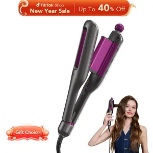 SKG WaveFlex 4-in-1 Adjustable Hair Waver Crimper – Beach Waves Curling Wand, Mermaid Hair Style, Ceramic 4 Barrel Sizes, 5 Temp Settings &  Negative Ionic Care, Fast Heat-Up, Safe and Easy to Use