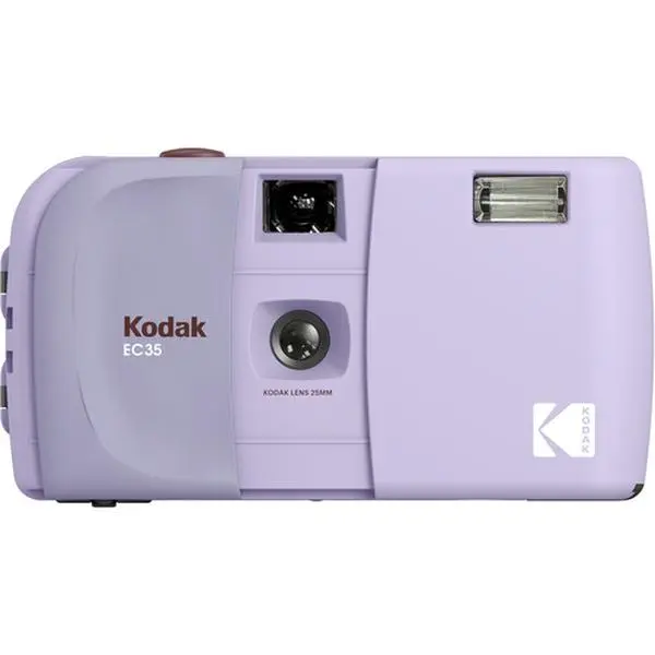 KODAK EC35 35mm Film Camera 35mm, Reusable, Focus-Free, Built-in Flash, Slide Cover, Beginner Friendly (Film & AA Battery are not Included) - Lavender