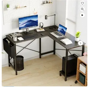 Corner Desk. L Shaped Computer Corner Desk, Gaming Table 50 inch PC Writing Study Desk for Home Office Dorm Small Space, Gray