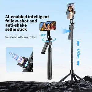 Ai Face Tracking Selfie Stick Tripod, Extendable Adjustable Bluetooth-compatible Remote, 360° Rotating Stand, Compatible with iPhone & Android, Ideal for Vlogging