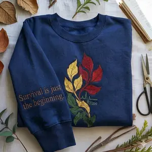 Embroidered Survival Is Just The Beginning Sweatshirt, Umbrella Corp Resident Evil Crewneck, Gaming Herbs Horror Gift, Biohazard Fan Apparel