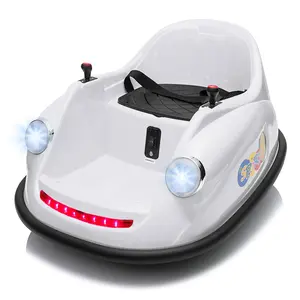 12V Bumper Car,Electric Toy Ride on Battery Car with Kids w/Parent Remote Control,360 Degree Spin2-Speed,Music & LED Lights for Toddlers Kids-White