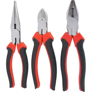 3Pc Utility Plier Set, Carbon Steel, Dual Colors