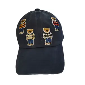 Polo Bear Baseball Cap with Embroidered Bears, Navy Blue, Adjustable Fit, Perfect for Casual Wear