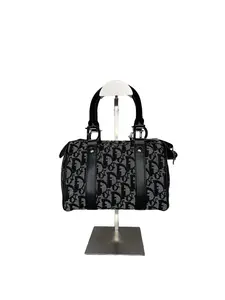 Pre-owned Dior Jacquard Canvas Hand Bag Trotter Mini Boston