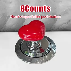 8 Counts Toilet Button Pusher, Decorative Heart Shape with Functional Design，Quick Installation with Adhesive Backing