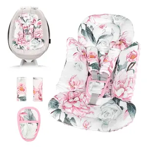 Pea Pod Infant Car Seat Insert with 3 Strap Covers, 3 in 1 Reversible Flower Baby Car Seat Head Support for Newborn, 3D Soft Minky Carseat Cushion for Preemie to Infant, Stroller, Swing, Bouncer