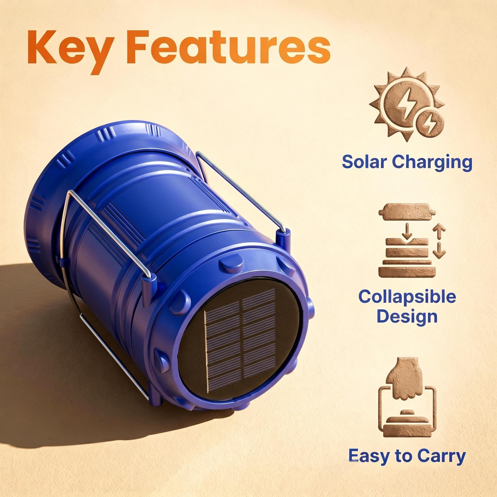 4-Piece Collapsible Portable LED Rechargeable Lanterns - Lightweight Waterproof Mini Solar Recharge Wireless Flashlight, Solar & USB Charging for Indoor/Outdoor Emergency Use, Mini Solar Lanterns sohochic