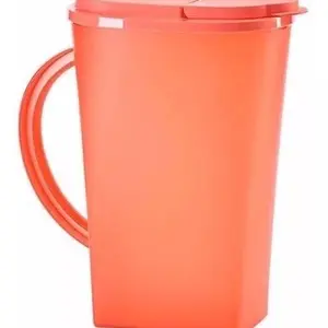 2-Quart Coral Pitcher with Handle and Lid – For Water, Juice, or Iced Tea Plastic Drinkware Sturdy Jugs