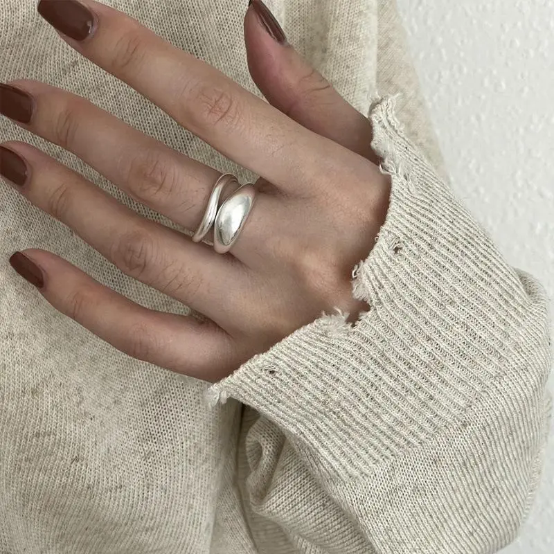PANJBJ 925 Sterling Silver Irregular Geometry Ring for Women Versatile Minimalism  Accessories Jewelry Party Gift