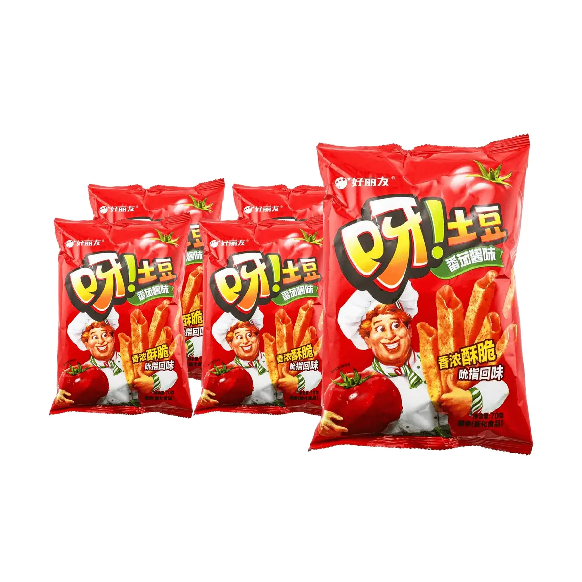 ORION Potato Sticks Tomato Ketchup Flavor - 5 Packs Value Bundle, Crispy Snack for Adults & Kids, 70g Each