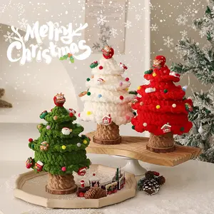 Christmas trees pure handmade wool knitted, Christmas gift decorations holiday, decorations finished desktop decorations, Home Decor