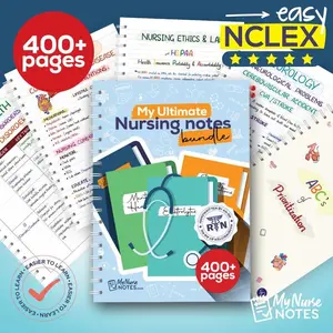 Nursing Notes Bundle 400+ Pages – Spiral Bound Study Notebook, Handwritten Med Surg & Pharmacology Guide for Nursing Students