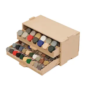 Plastic Model Paint Rack Organizer, Paint Rack for 50 Paints, Pull-Out Paint Storage with MDF Material, Model Tools, Suitable for 10ml Tamiya/Mr.Hobby Paints and Miniature Paint Set GK8